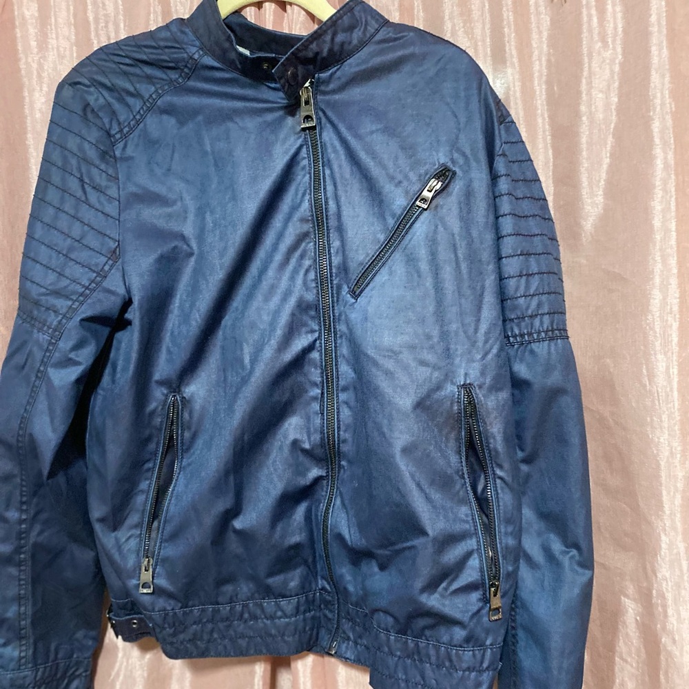 Mens Guess Blue Lightweight Windbreaker Jacket